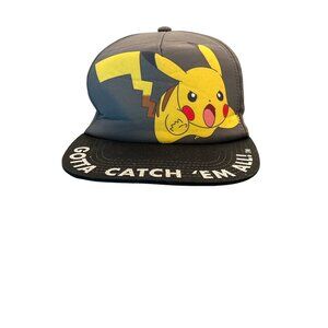 Pokemon Pikachu Snapback Hat Youth OSFM Gray & Black "Gotta Catch Em All" Adjust